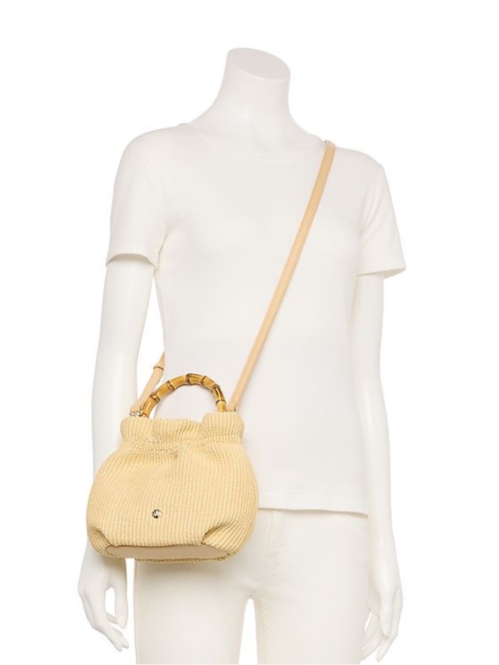 LC Lauren Conrad Summer Ruched Top Handle Straw Purse